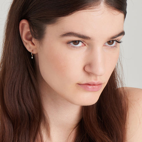 14kt Gold Natural Diamond Drop Huggie Hoop Earrings